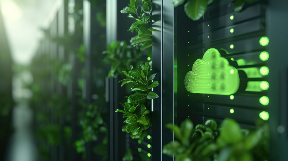 Serveurs informatiques végétalisés illustrant des systèmes IP plus responsables