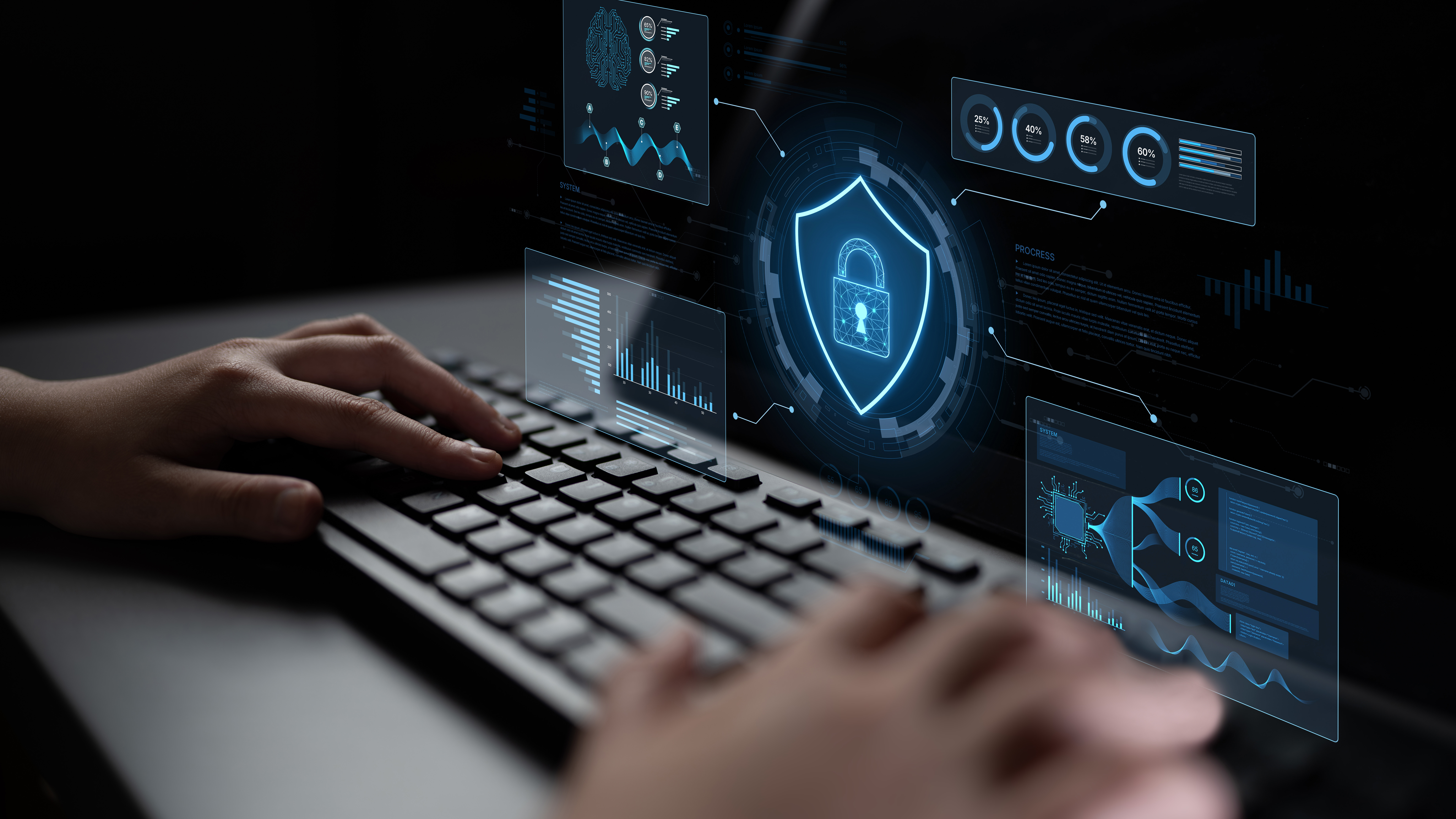 Professionnel supervisant la sécurité d’un système d’information à l’aide d’interfaces de contrôle numériques
