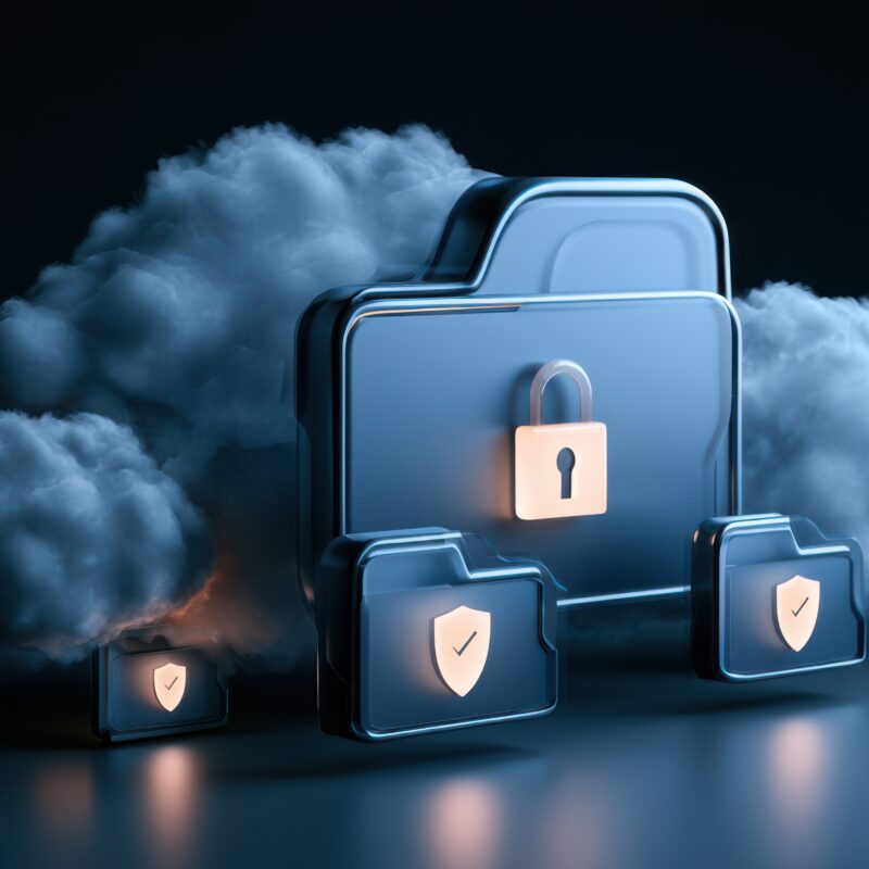 Dossiers numériques sécurisés par des cadenas dans un environnement cloud