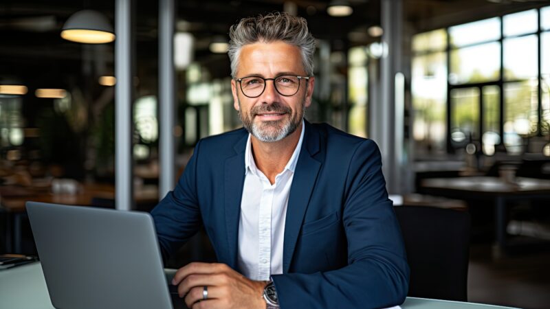 Professionnel travaillant sur un ordinateur portable dans un environnement de travail