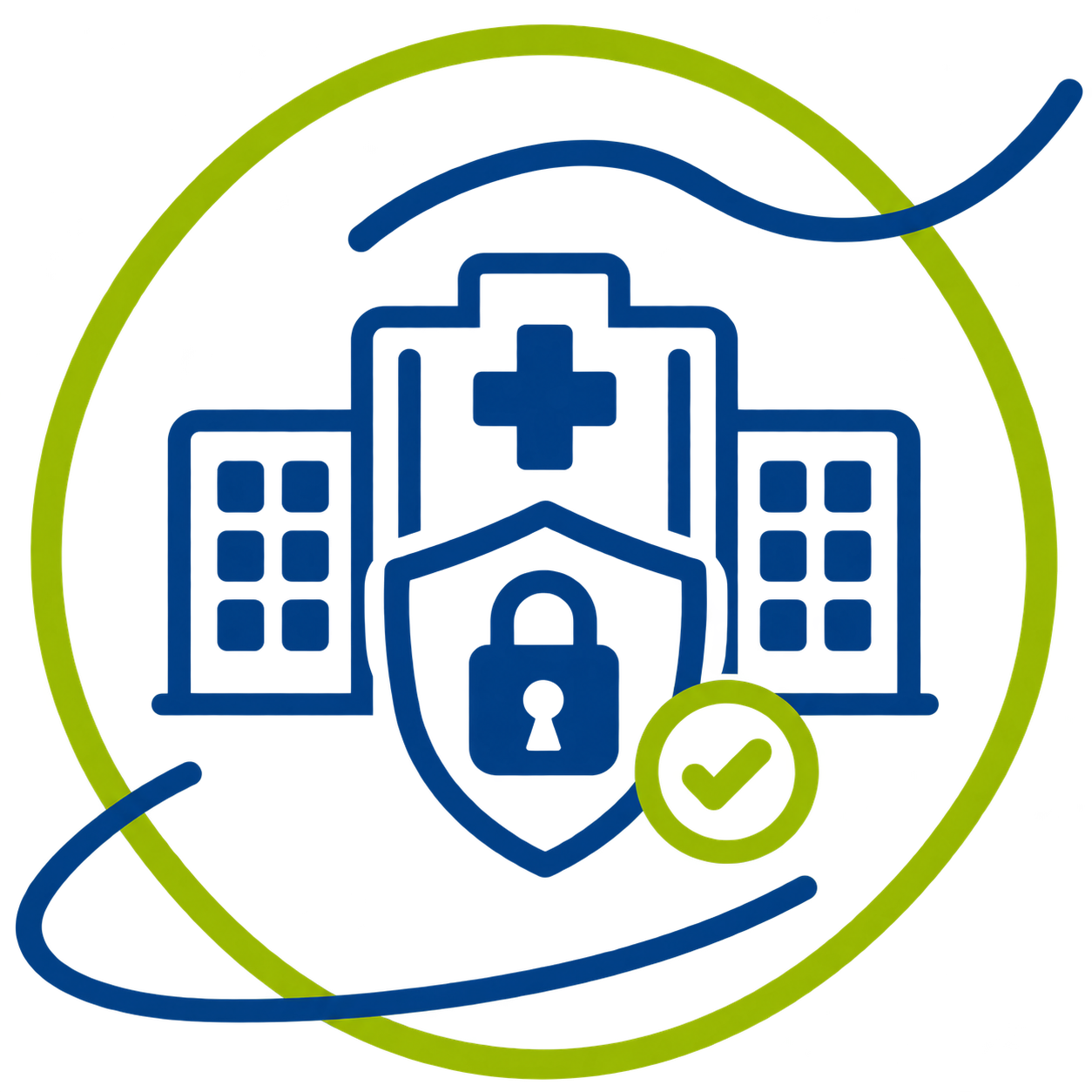 Pictogramme représentant la protection et la résilience des systèmes numériques hospitaliers face aux cyberattaques