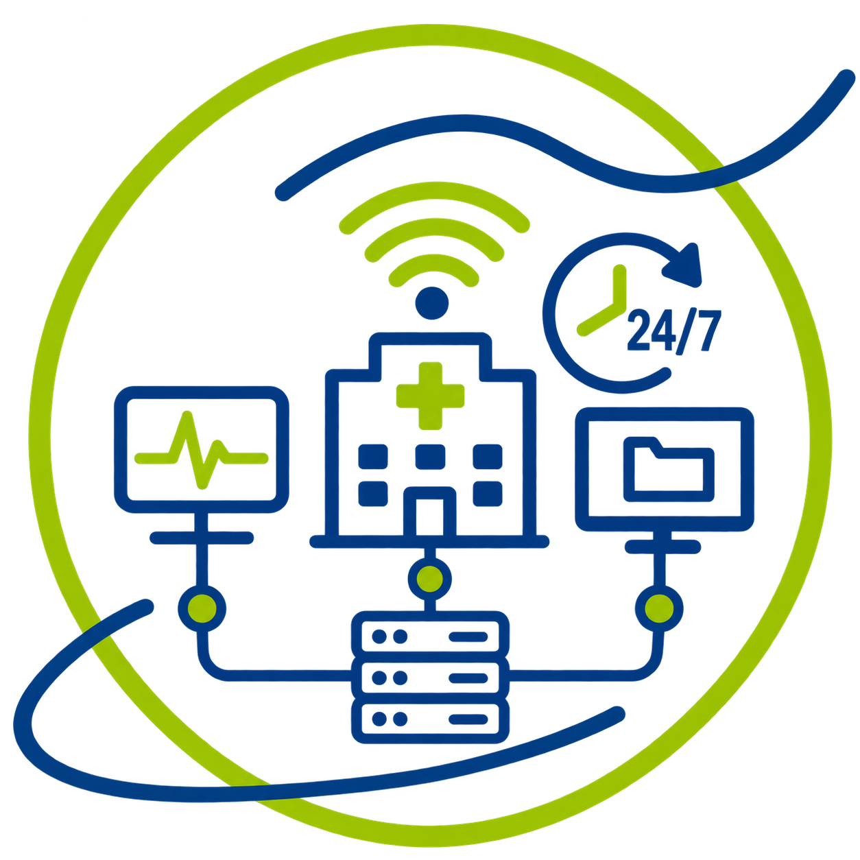Pictogramme représentant des solutions numériques adaptées aux environnements médicaux critiques