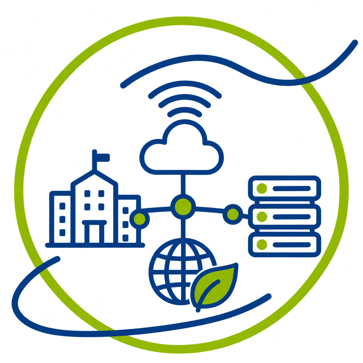 Pictogramme représentant les infrastructures numériques interconnectées d’un territoire