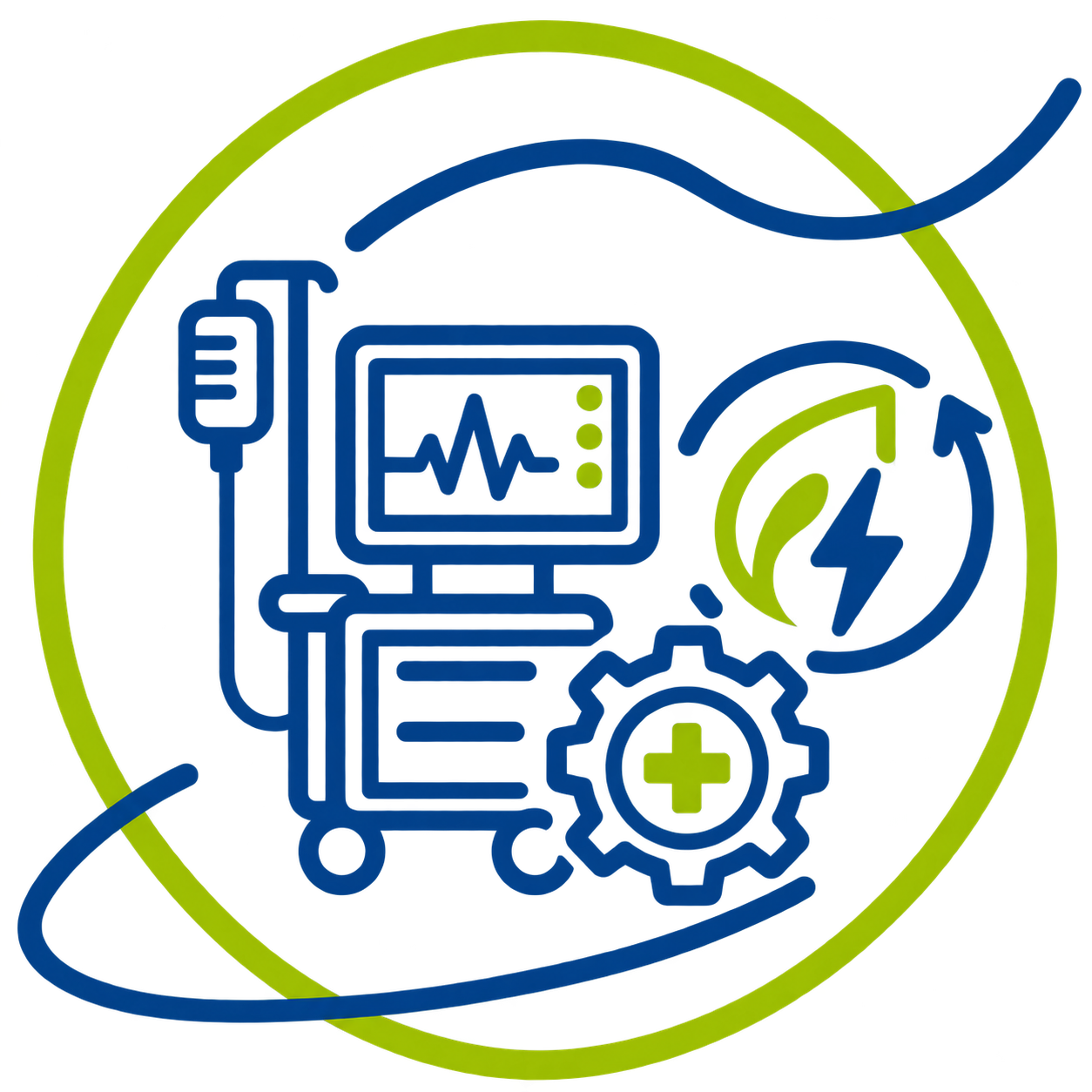 Pictogramme représentant l’intégration d’équipements médicaux et la maîtrise des consommations énergétiques