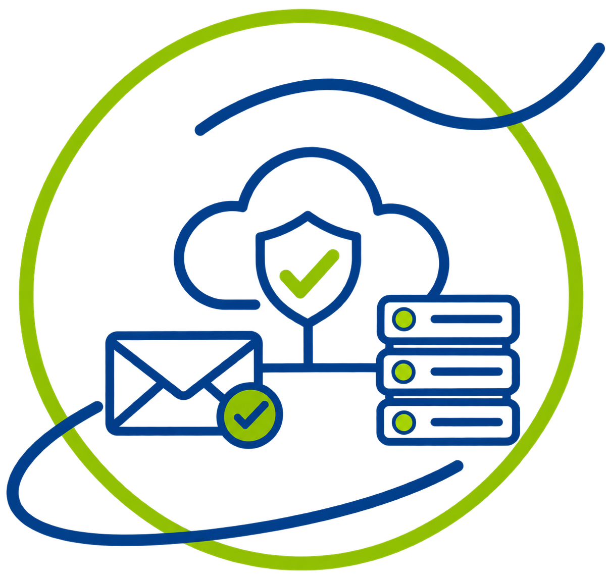 Pictogramme représentant la sécurisation des services cloud, des données et des échanges numériques