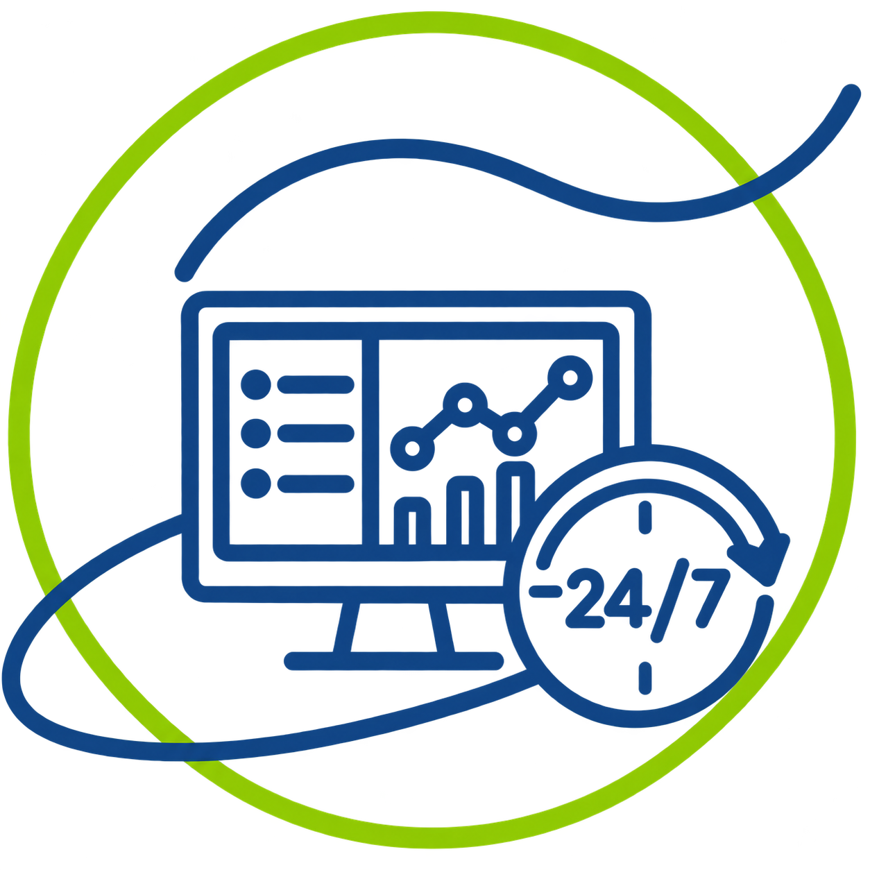 Pictogramme représentant la supervision des systèmes IP 24h/24 et 7j/7