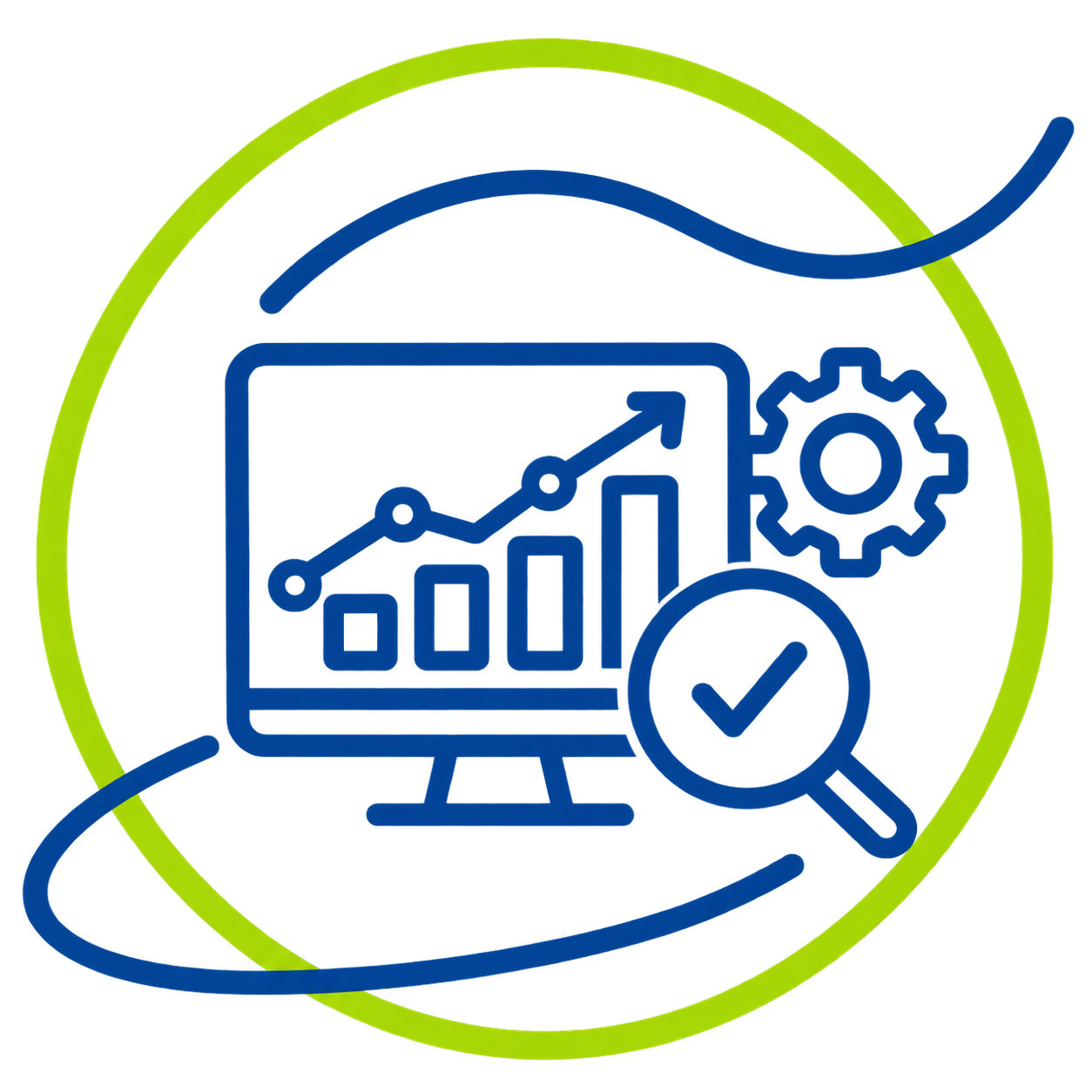Pictogramme représentant l’audit et l’analyse des performances d’un système d’information