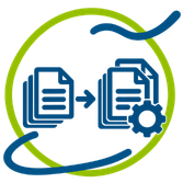 Pictogramme représentant le traitement industriel de volumes importants de documents numériques